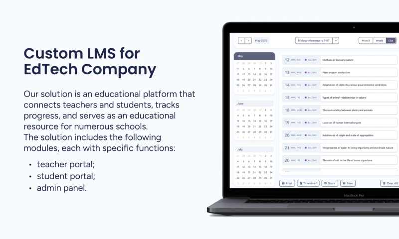 Custom eLearning Web Platform