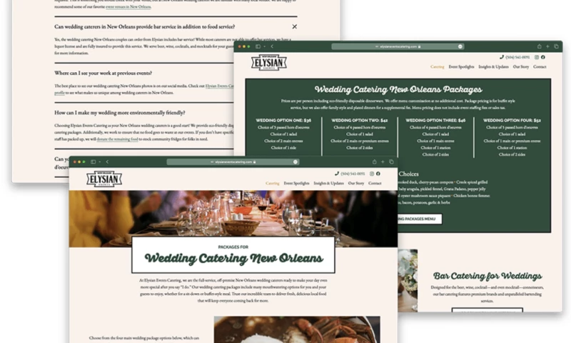 Redesigning Elysian Events Catering's SEO-Optimized Website
