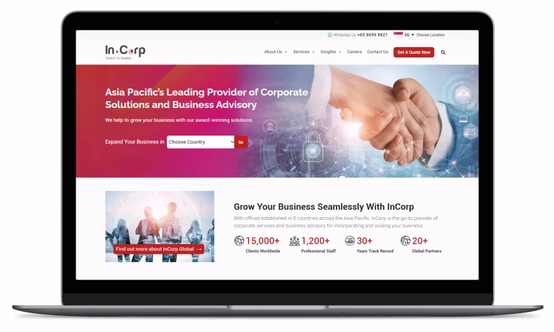 Digital Go Where - Website development for "INCORP"