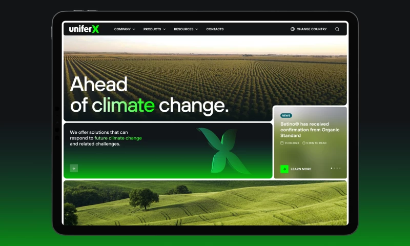 Website for the international distributor of organic agricultural products