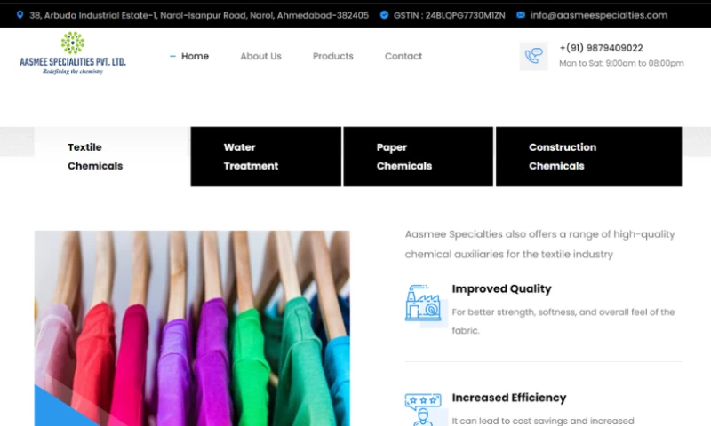 Vasudev Technolabs Pvt. Ltd. - Website Development for Aasmee Specialities