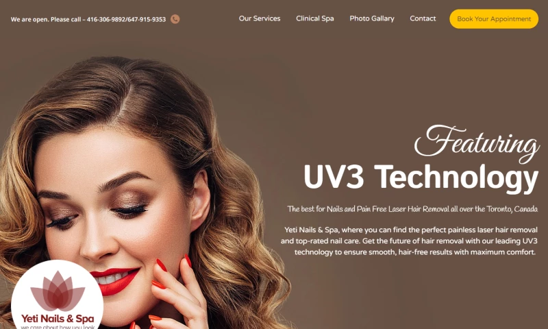 Yeti Nails & Spa Logo Design and Website Development