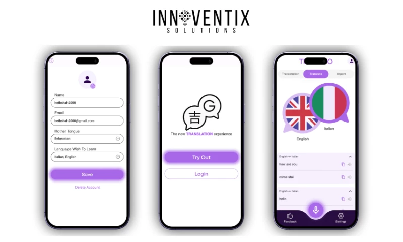 Innoventix Solutions - AI: Live Translation App