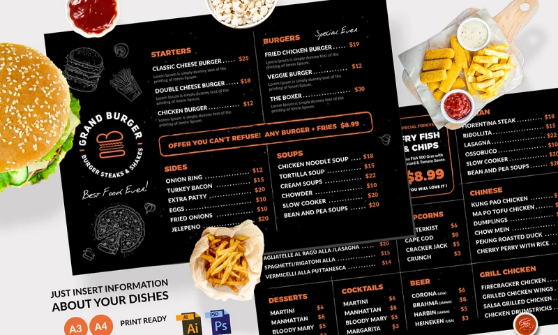 Elegant Restaurant Menu Template Design