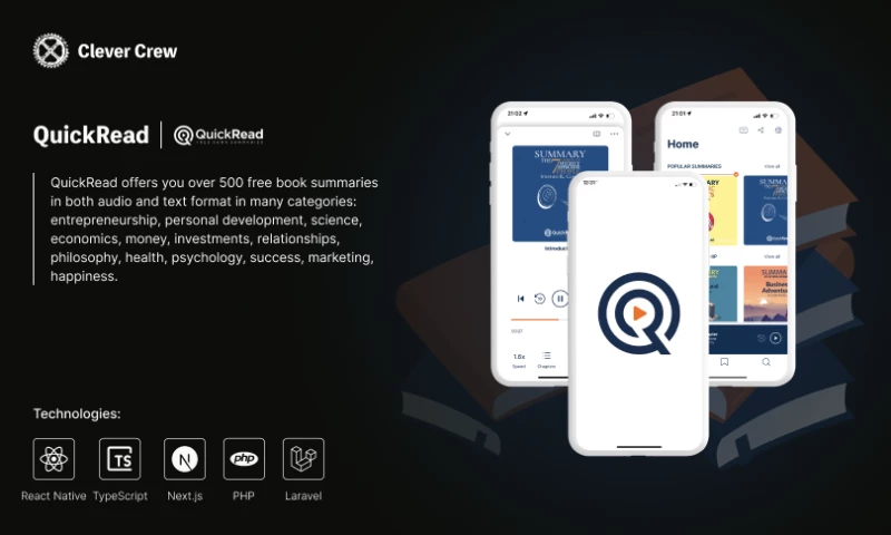 Mobile application with admin panel to read and listen book summaries