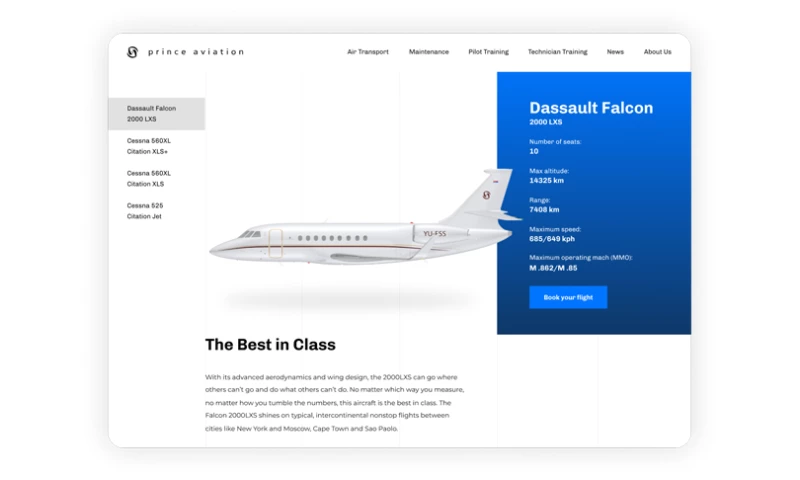 Prince Aviation - Website Redesign