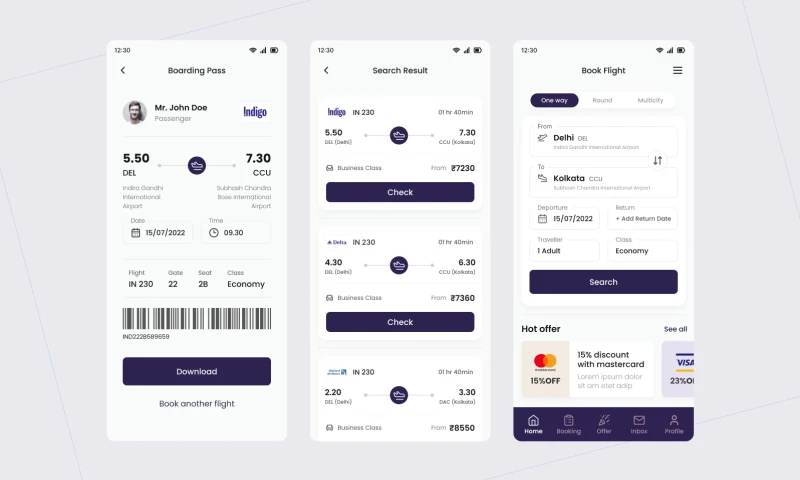 Owle Studio - Flight ticket booking app