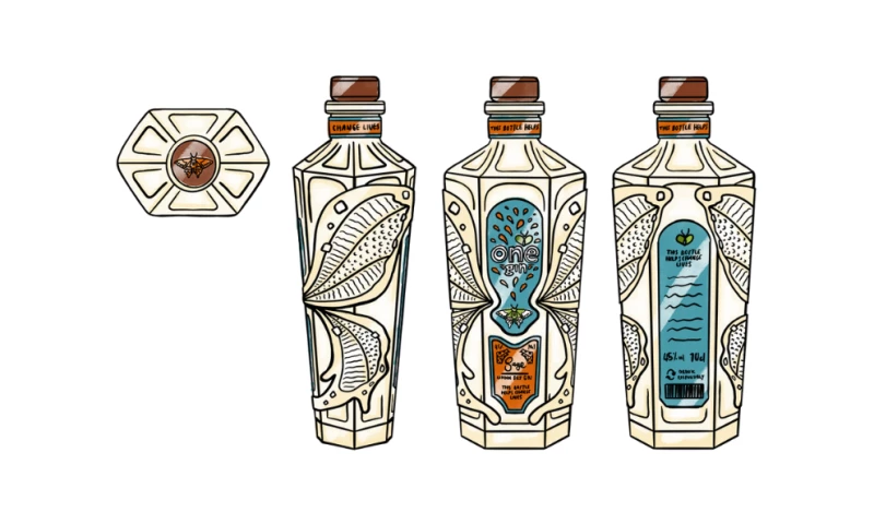 Saint Design - One Gin - Bottle Metamorphosis