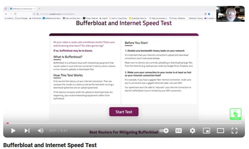 Bufferbloat and Internet Speed Test
