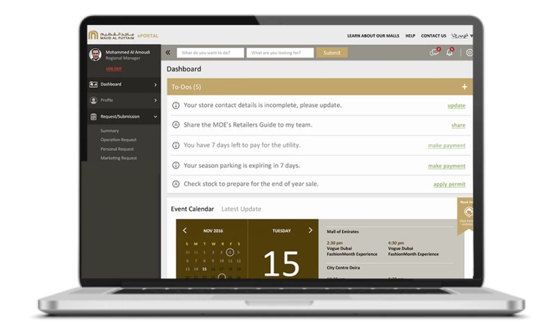 Pixelette Technologies - Majid al Futtaim: BI dashboard for operations and analytics.