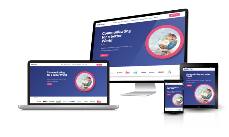Symphonic Design - Insticom Website Revamp and Enhanced Digital Solutions Insticom - Communication & PR Agency