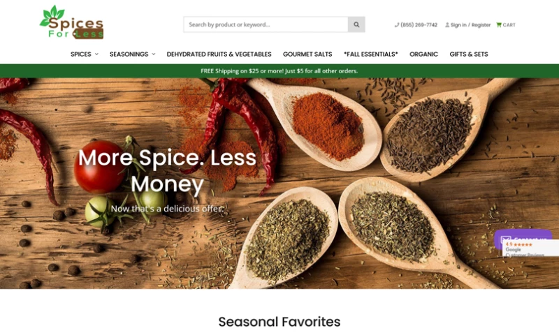 Duck Soup E-Commerce - Spices for Less Custom Design