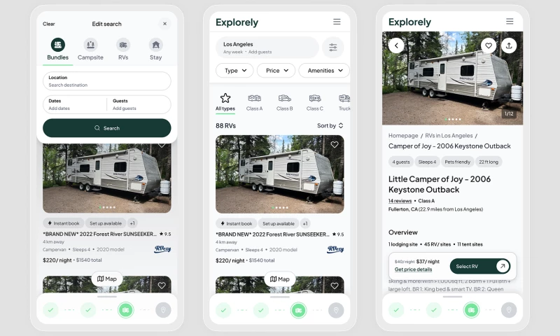 Equal Digital Product Design Agency - Explorely: Creating a Premier RV and Campsite Platform