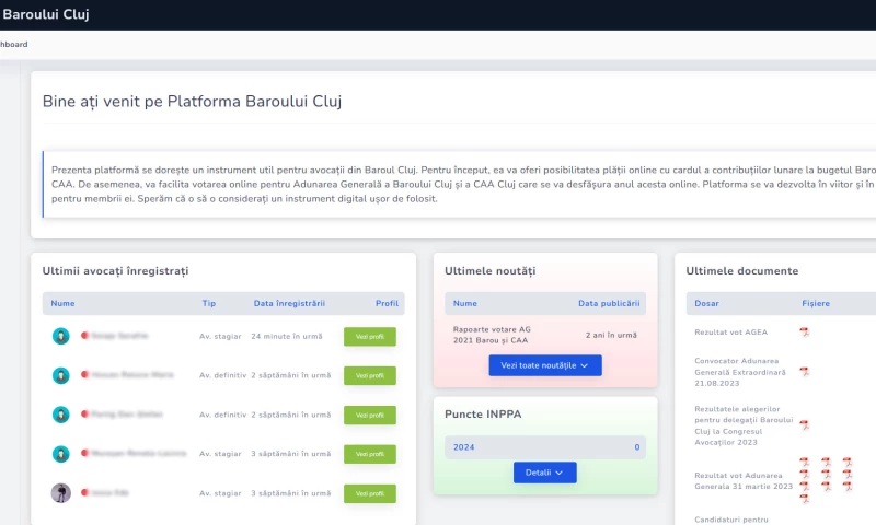 Manifest Media SRL - Online platform for the Lawyers Bar Association, Cluj County, Romania