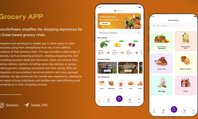 axiusSoftware - Mobile APP Developed for Dubai-based Grocery Chain