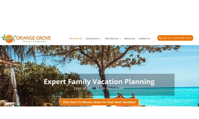 Modern Pixel Marketing & Website Design - Orange Grove Travel Website Redesign