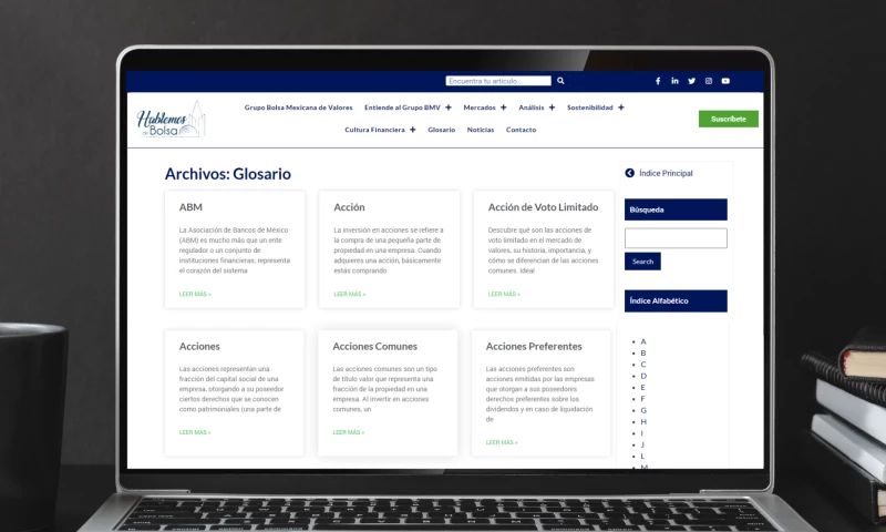 Development of a glossary that was integrated into the blog site of the Mexican stock exchange to organize and take advantage of the resources of terms and their definition within the site