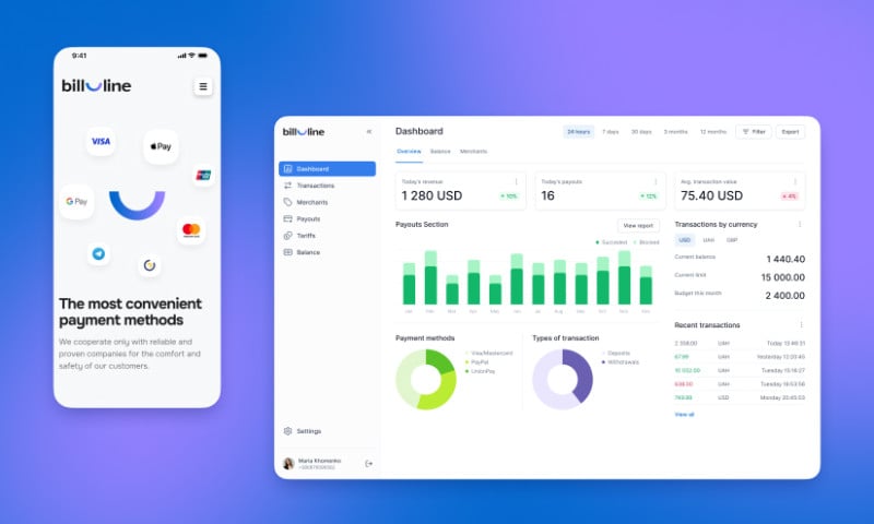Website, dashboard, and branding for a fintech company