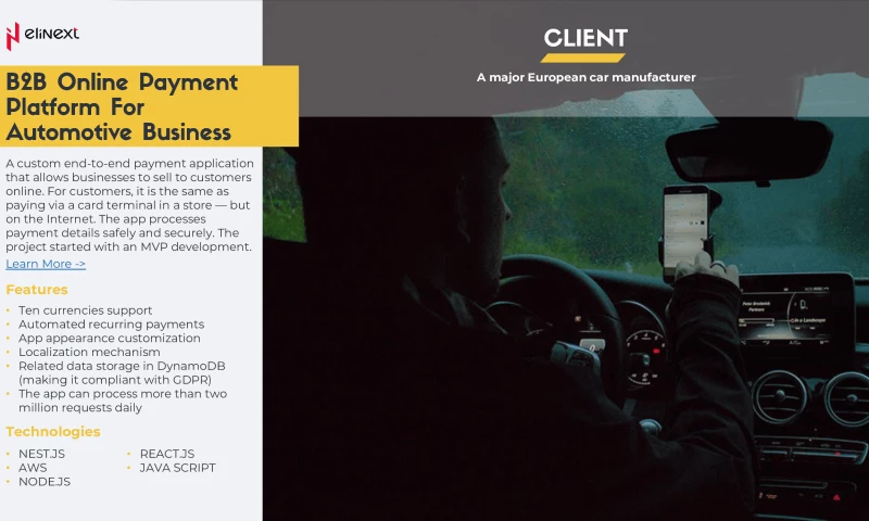 Elinext - B2B Online Payment Platform For Automotive Business