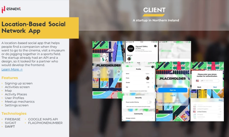 Elinext - Location-Based Social Network App