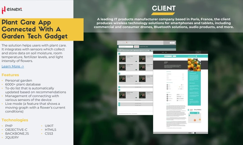 Elinext - Plant Care App Connected With A Garden Tech Gadget