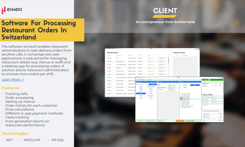Elinext - Software For Processing Restaurant Orders In Switzerland