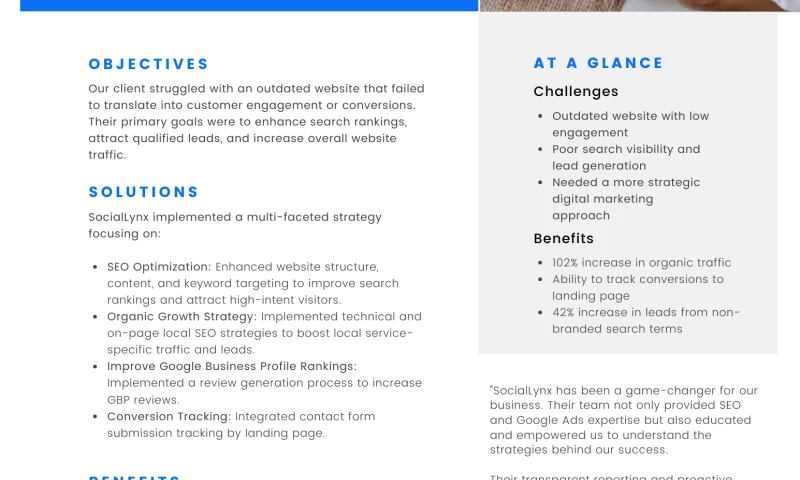 SocialLynx - Law Firm's 102% increase to organic traffic