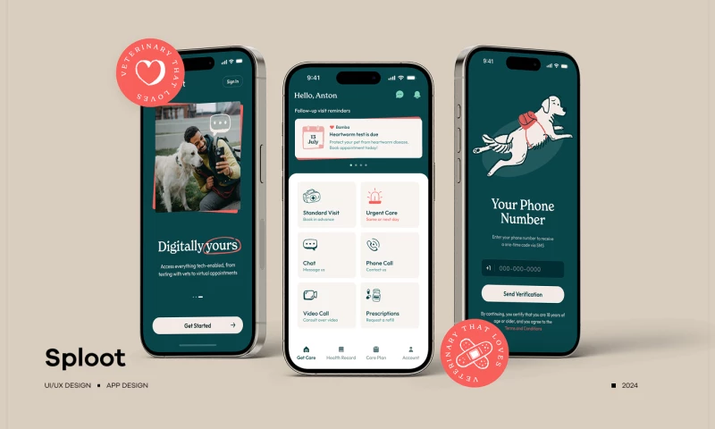 Veterinary Mobile App UI/UX Design Service Sploot UI/UX Design for a Pet Health Monitoring Mobile App UI/UX Design // App Design