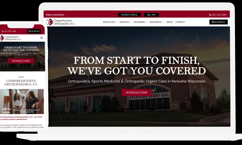 Intrepy Healthcare Marketing - Website Design Comprehensive Orthopaedics