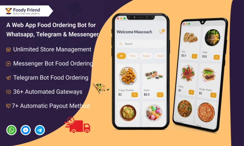 Bug Finder - Foody Friend - Restaurant Food Ordering Bot for WhatsApp, Telegram, Messenger (SAAS Based)