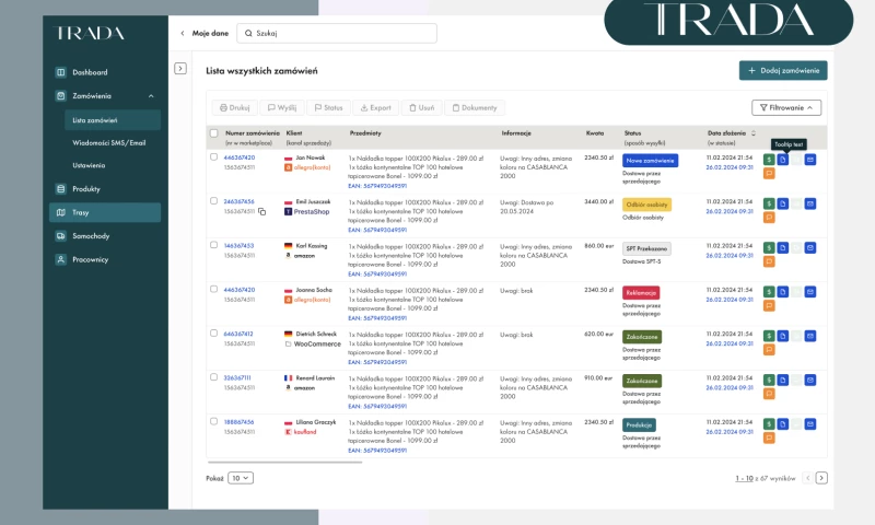 Qarbon IT - Trada - Order management system development