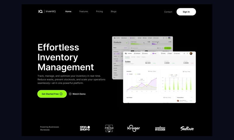 Owle Studio - Inventor Management Landing screen