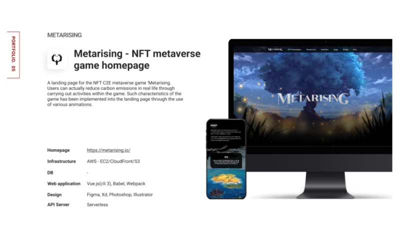 The Else Inc. - Metarising - NFT Metaverse game landing page