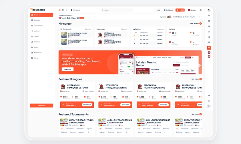 Tournated- Sports platform & UI/UX Design