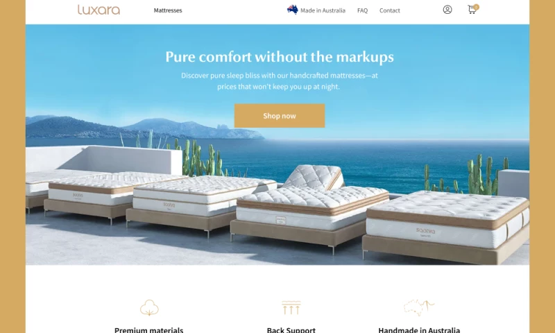 Wavespace - Luxara Luxury Mattresses E-commerce Website | UI & UX Design