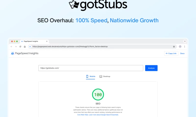 SmartClick Agency - How We Helped GotStubs Boost SEO and Expand Nationwide