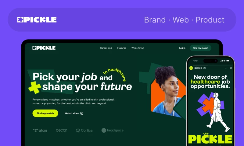 Branding, Web and Product Design for Pickle: A Recruitment Platform