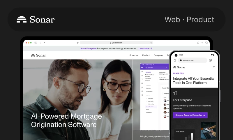 Website Redesign for Sonar: A Mortgage Tech Platform for Enterprise Clients