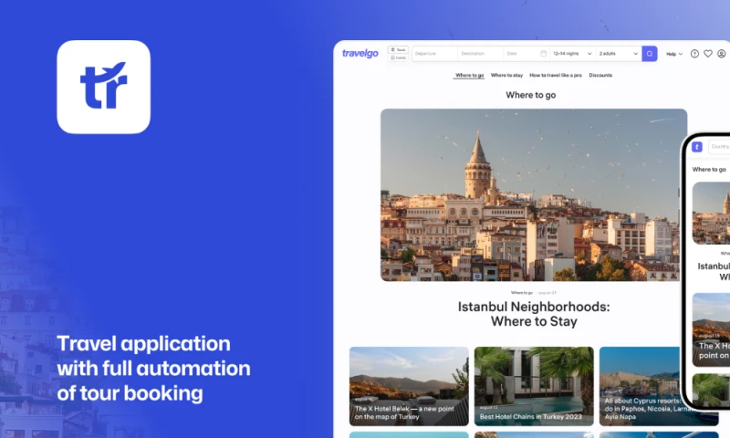 Mobile app and website for travel booking