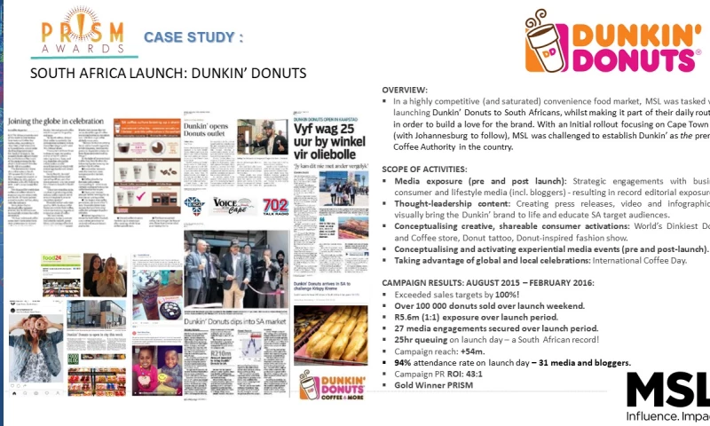 Dunkin' Donuts South Africa launch