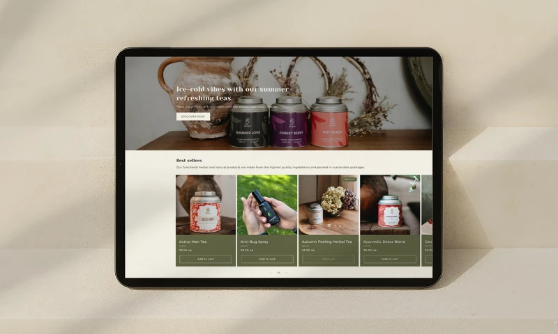 Shopify website for teas