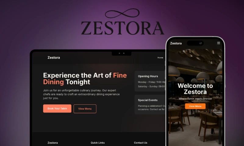 Zestora Modern Restaurant Website