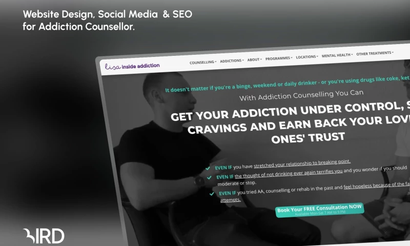 Bird Marketing - Lisa Inside Addiction Website, SEO & Social Media Strategy