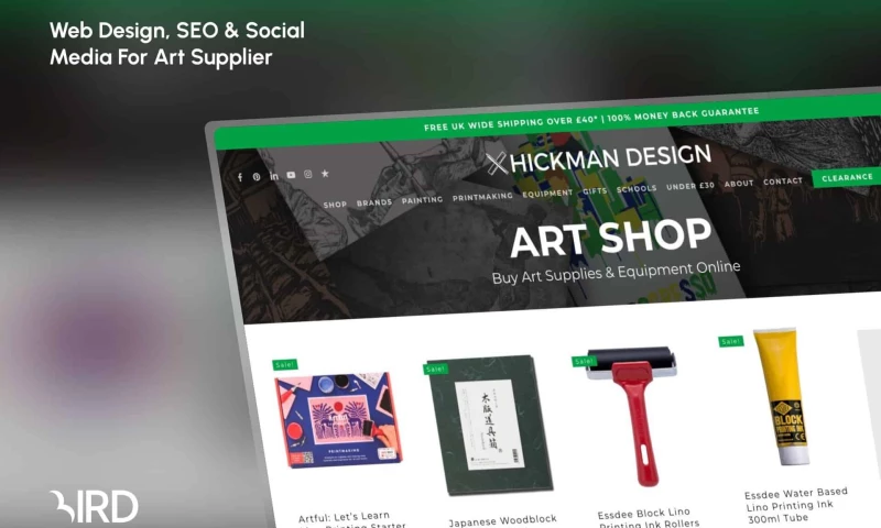 Bird Marketing - Hickman Design Digital Launch for Art Supplies E-commerce Store