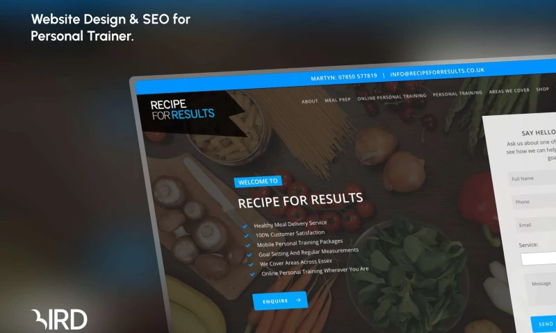 Bird Marketing - Recipe for Results Website Design & SEO for Personal Training and Meal Prep Brand