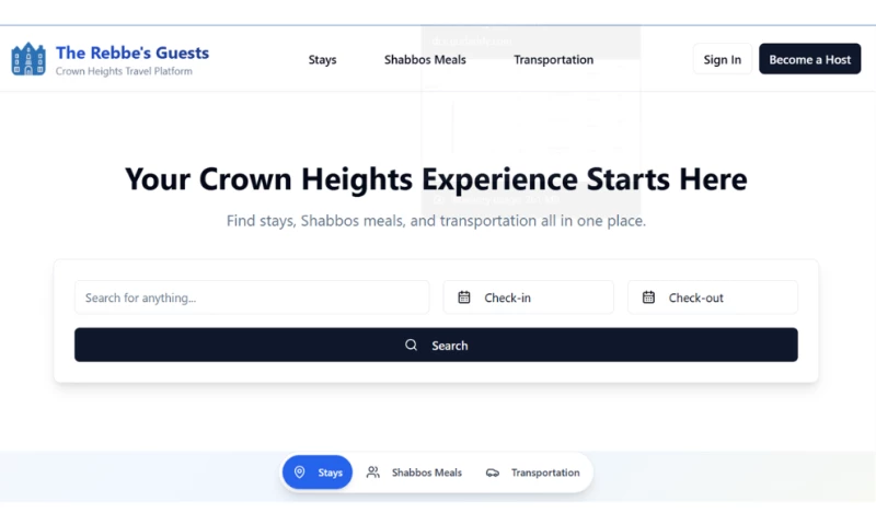 Nighttime Website Development - The Rebbe's Guesthouse