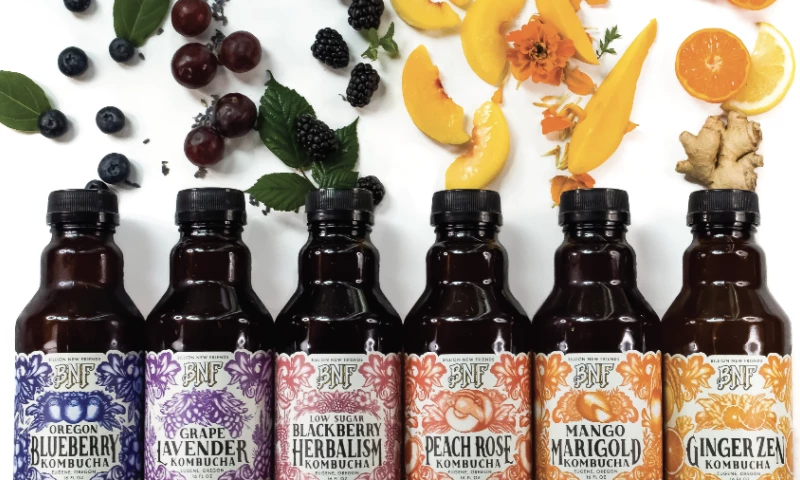 Askew Collective - BNF Kombucha - Packaging, poster and label design