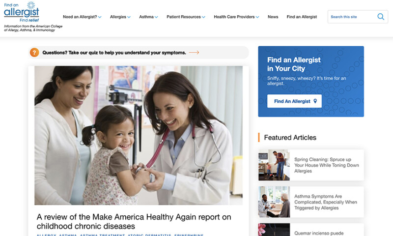 Washington Graphic Services - Allergist Association Website
