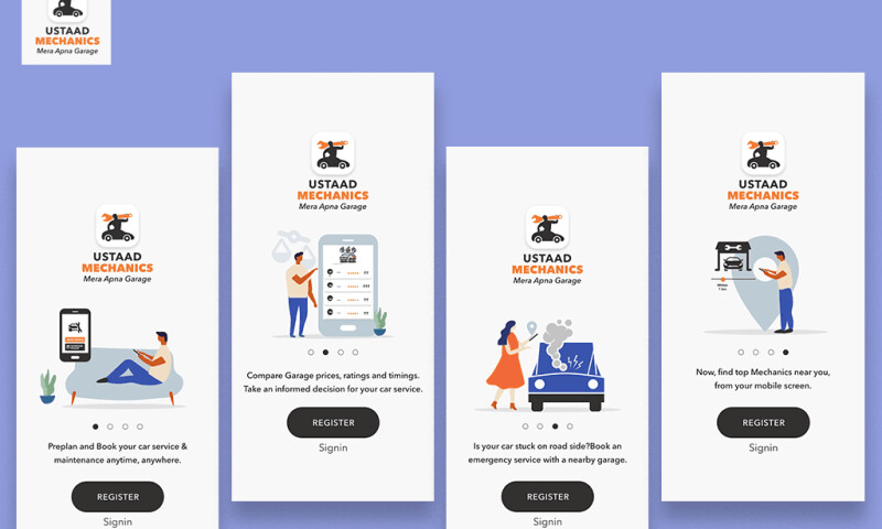 Ideoholics - Ustaad Mechanics - UX UI and Branding