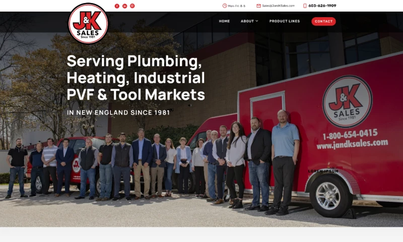 Krack Media Web Agency - J&K Sales Website Design - Manufacturer's Representative in New Hampshire
